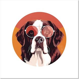 St Bernard With Sunglasses Posters and Art